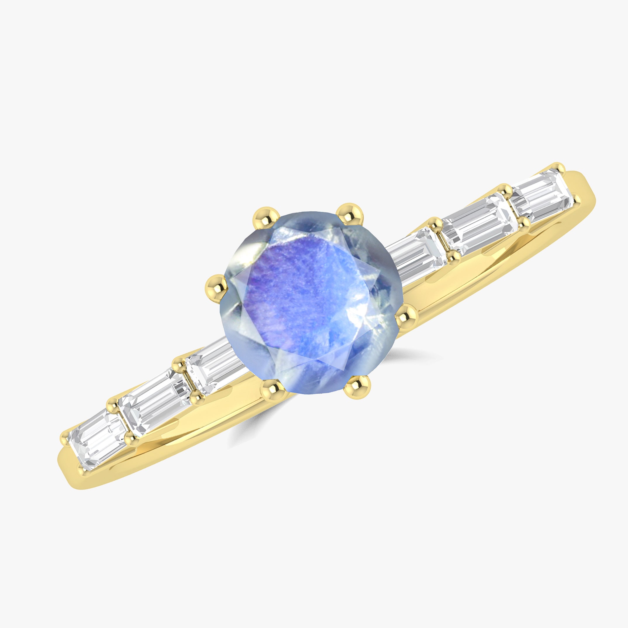 Rainbow Moonstone Seven Stone Ring for Women - Elegant Sterling Silver Jewelry for Wedding, Engagement & Everyday Wear