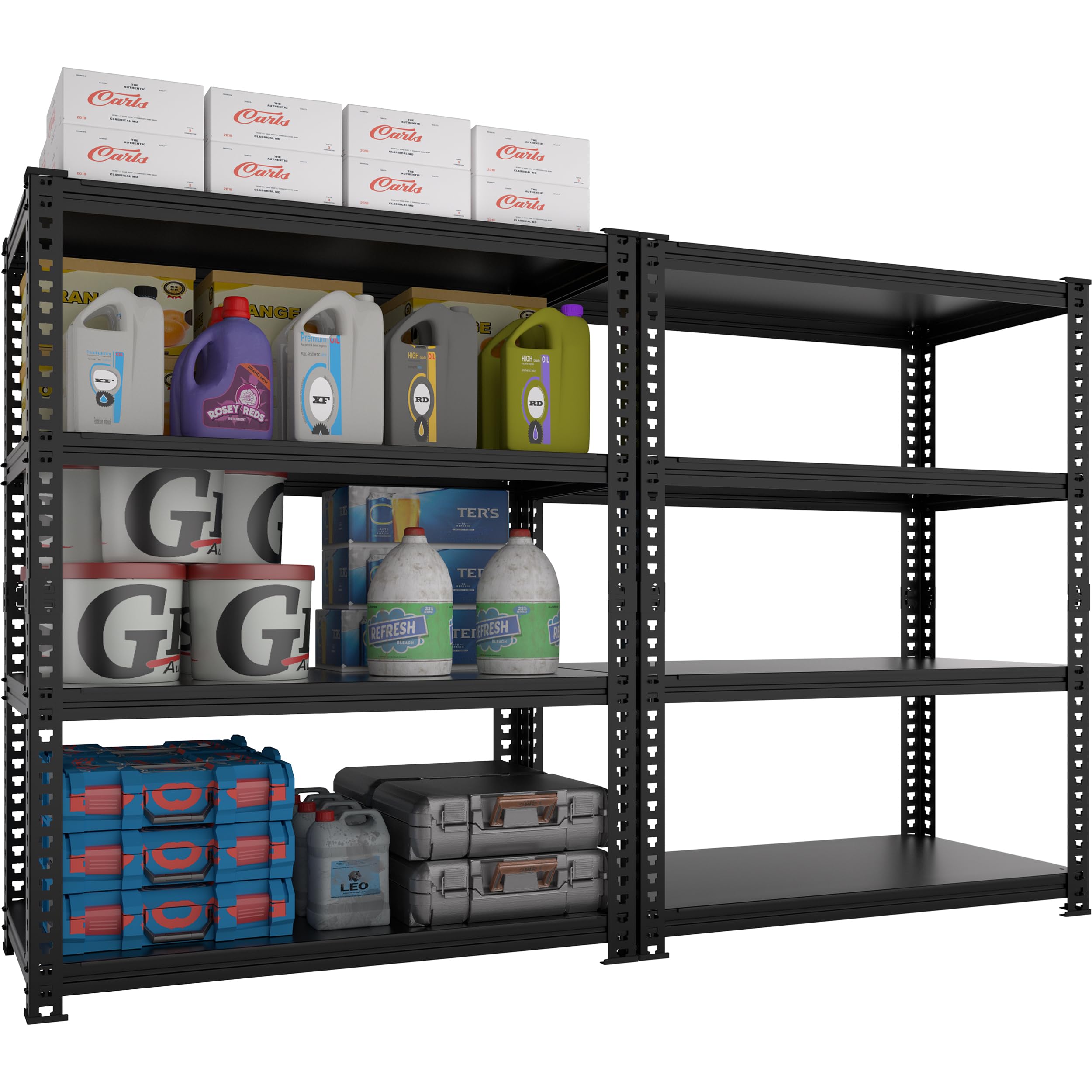 PrimeZone 2-Pack Heavy Duty 4-Tier Adjustable Metal Storage Shelves - 28