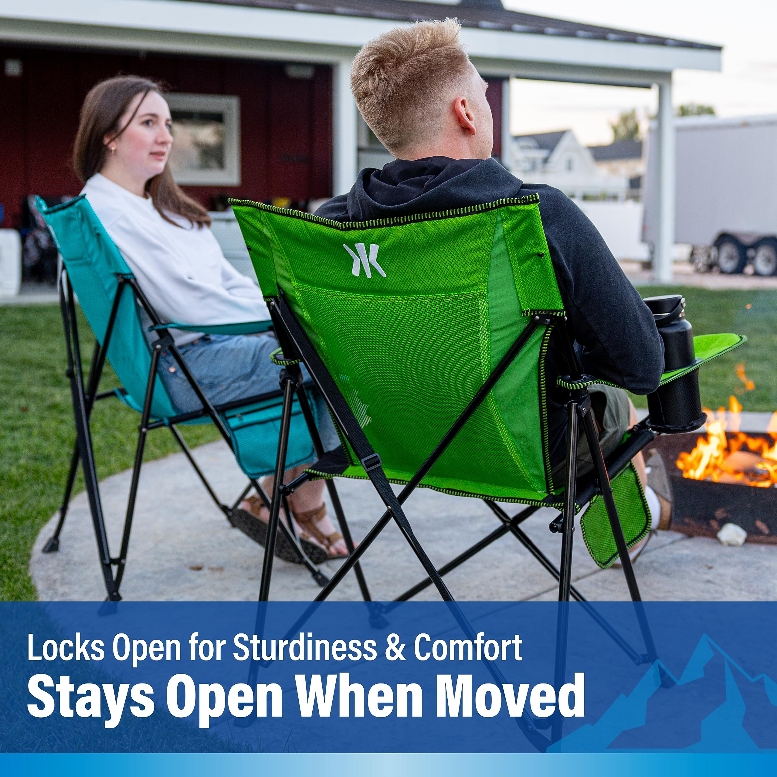 **Kijaro Dual Lock Portable Camping Chair - Heavy Duty Folding Chair for Outdoor, Sports, Lawn & Beach - Adjustable & Sturdy with Dual Lock Technology - Perfect for Camping, Picnics, Backyard & Tailgating - Ireland Green**