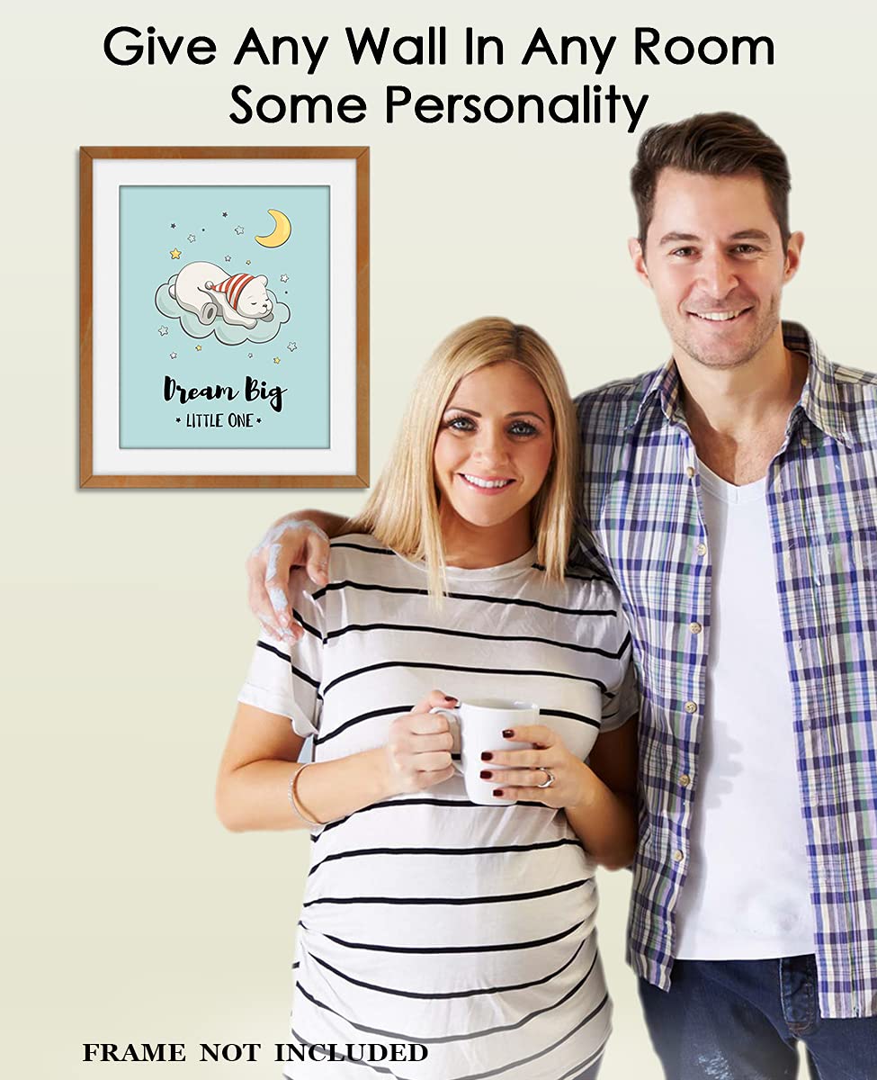 Dream Big Little One Nursery Decor - Motivational Wall Art for Kids Room