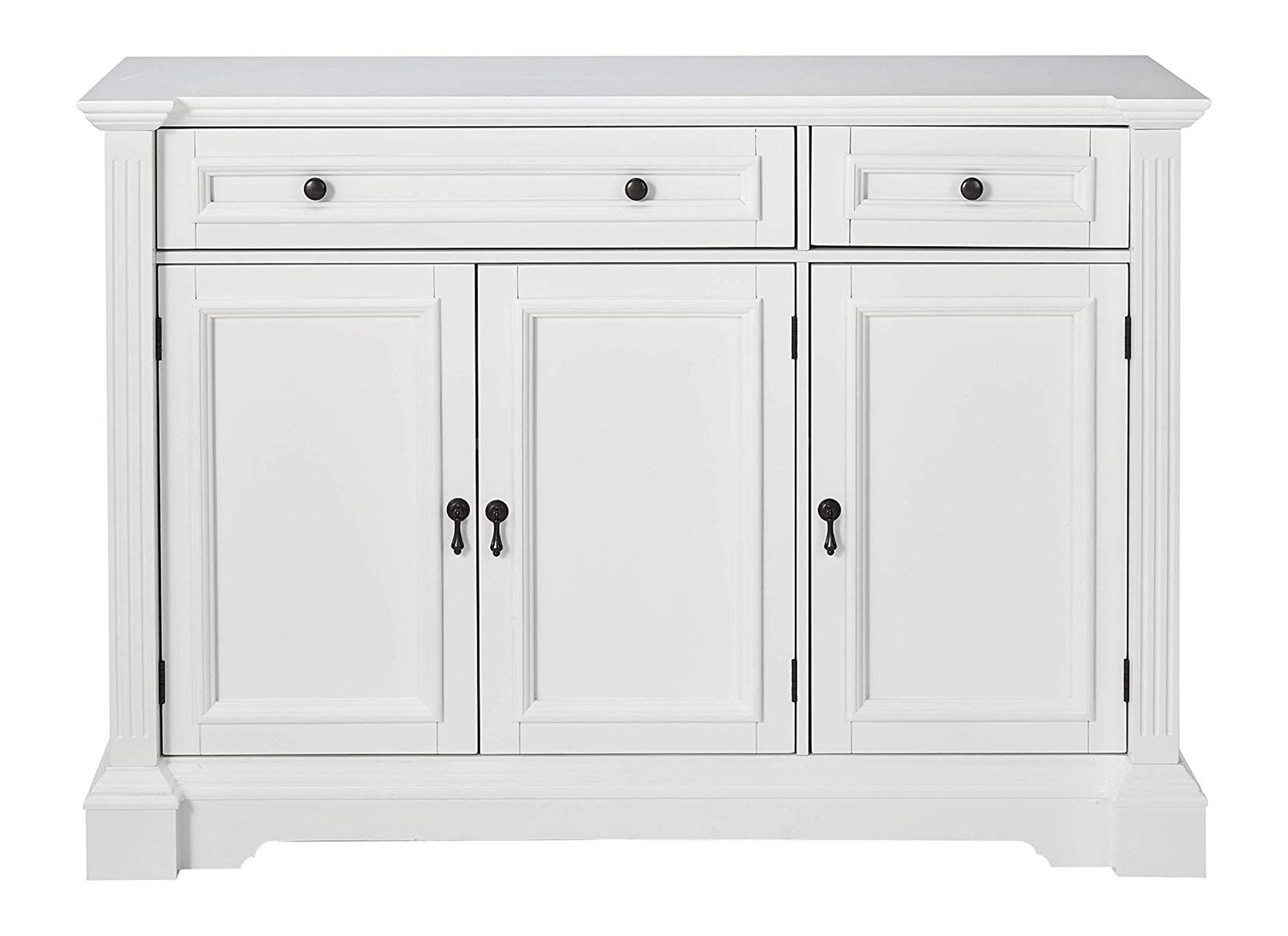 Modern Liam Sideboard Buffet Console Table with Storage Cabinets, Drawers & Shelves - White Wood - Perfect for Dining Room, Living Room & Entryway Storage