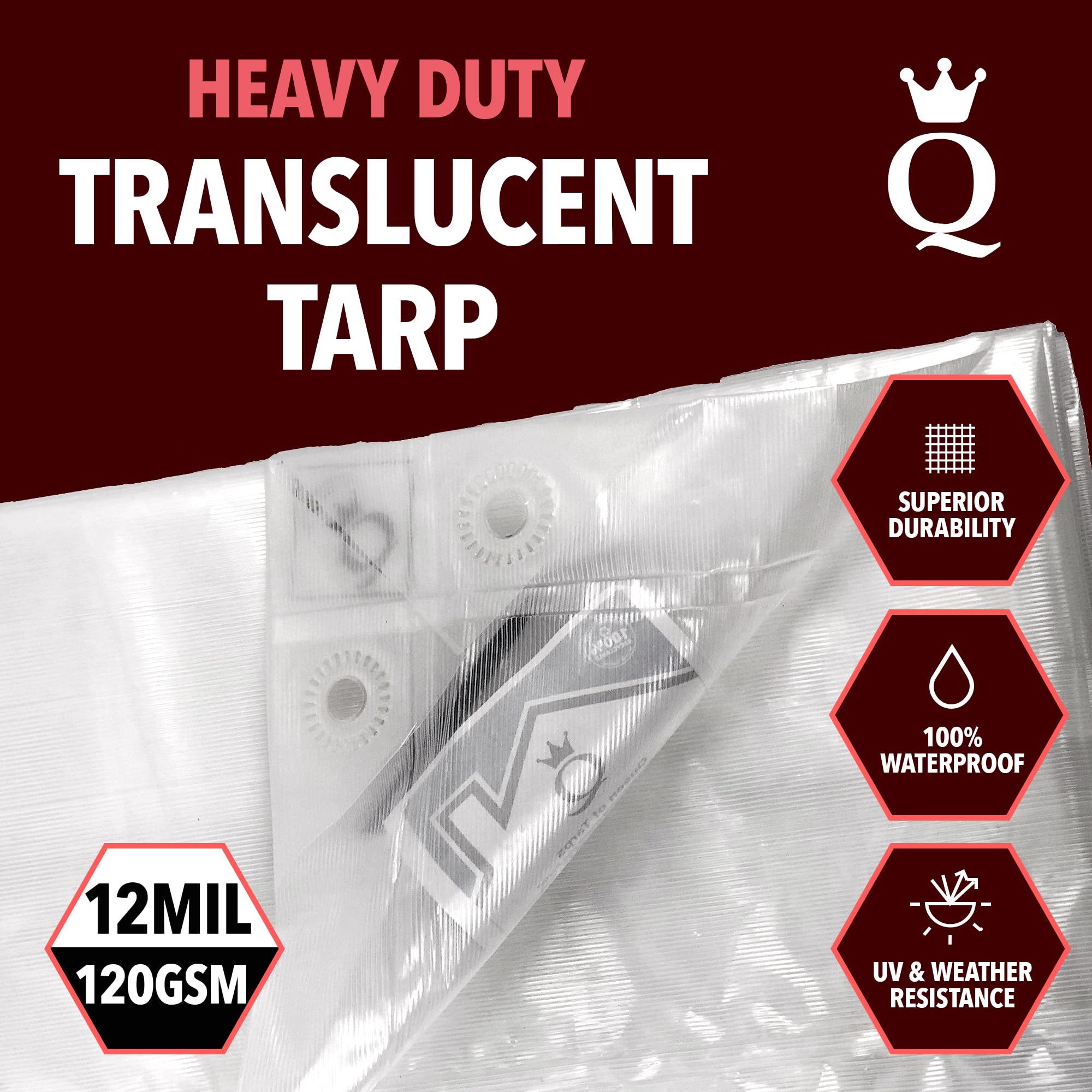 QUEEN OF TARPS | 20x30 Heavy Duty Waterproof Tarp - 120 GSM (12 MIL) UV & Tear Resistant | Ideal for Camping, Outdoor Furniture, Car Covers, Tent Protection, Painting Drop Cloths & Firewood Cover | Durable Multipurpose Outdoor Tarp for All-Weather Protection