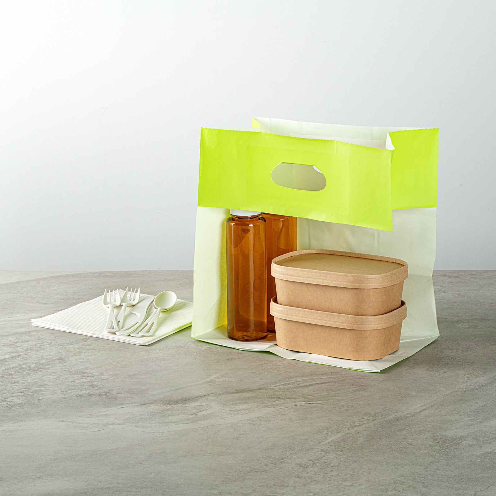 Eco-Friendly Rectangle Paper Take Out Bags with Handles - 11