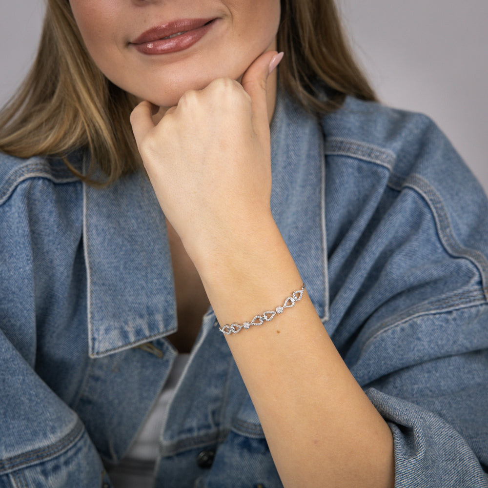 1/10 Carat Diamond Sterling Silver Bracelet - Elegant Fancy Jewelry for Women, Perfect for Weddings, Anniversaries & Special Occasions