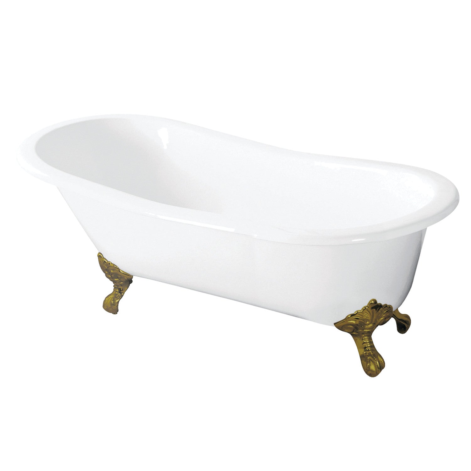 57 Inch Freestanding Cast Iron Clawfoot Bathtub - Vintage Single Slipper Tub (No Faucet Holes) for Luxury Bathroom & Spa Relaxation