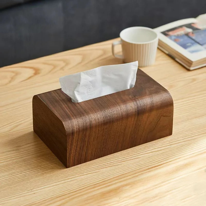 Premium Walnut Wood Tissue Box Holder - Handcrafted Solid Wood Home Decor for Living Room, Bedroom & Bathroom - Elegant & Functional Tissue Paper Dispenser for Home & Office Use