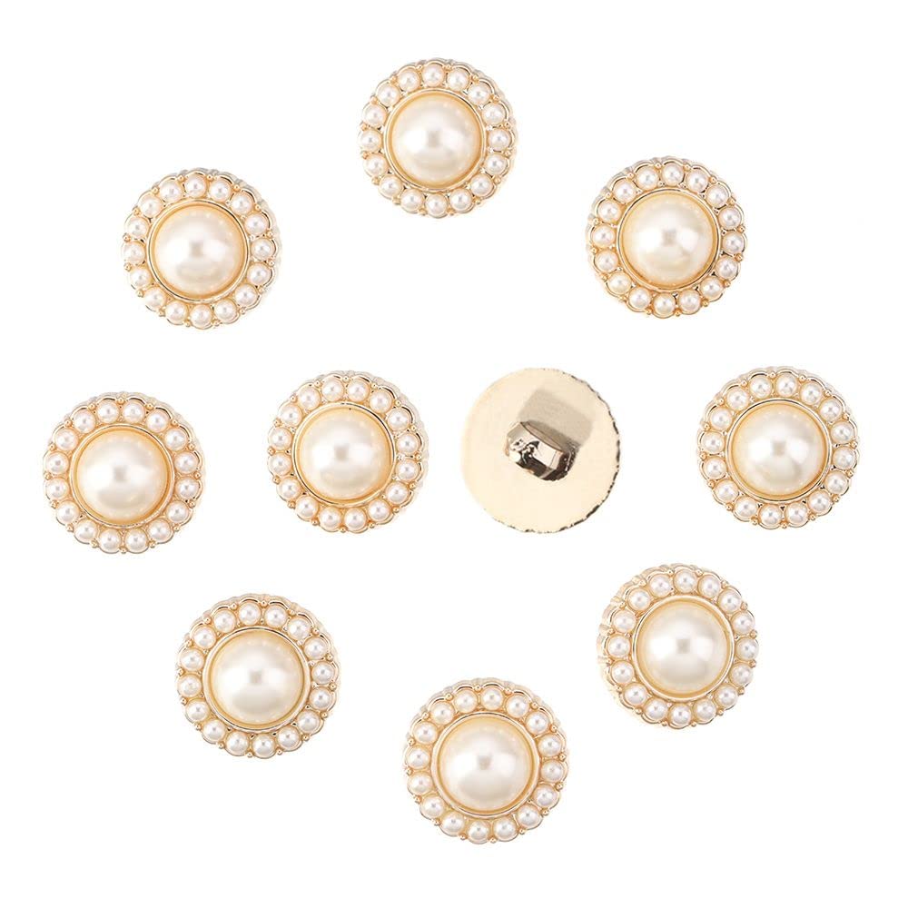 20Pcs Gold Alloy Pearl Buttons for DIY Sewing, Clothing, and Needlework - 0.78 Inch Decorative Handmade Accessories - Perfect for Dresses, Jackets, and Craft Projects