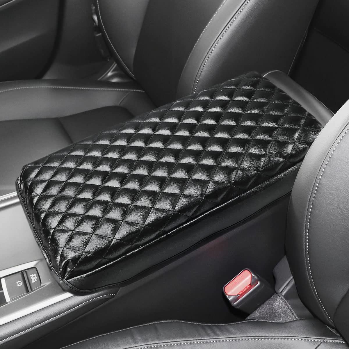 Premium Leather Car Console Cover for 2018-2022 Honda Accord - Black Cushioned Armrest Protector with Non-Slip Design | Interior Accessories for Comfort & Pet Protection During Commutes & Road Trips
