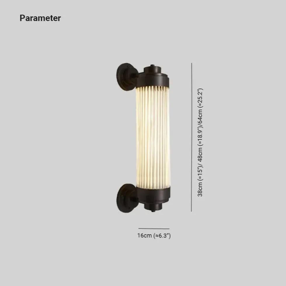 Modern Black Ribbed Glass Wall Light - Waterproof Outdoor Sconce for Porch, Patio, Garden & Entryway Lighting | Durable & Weather-Resistant