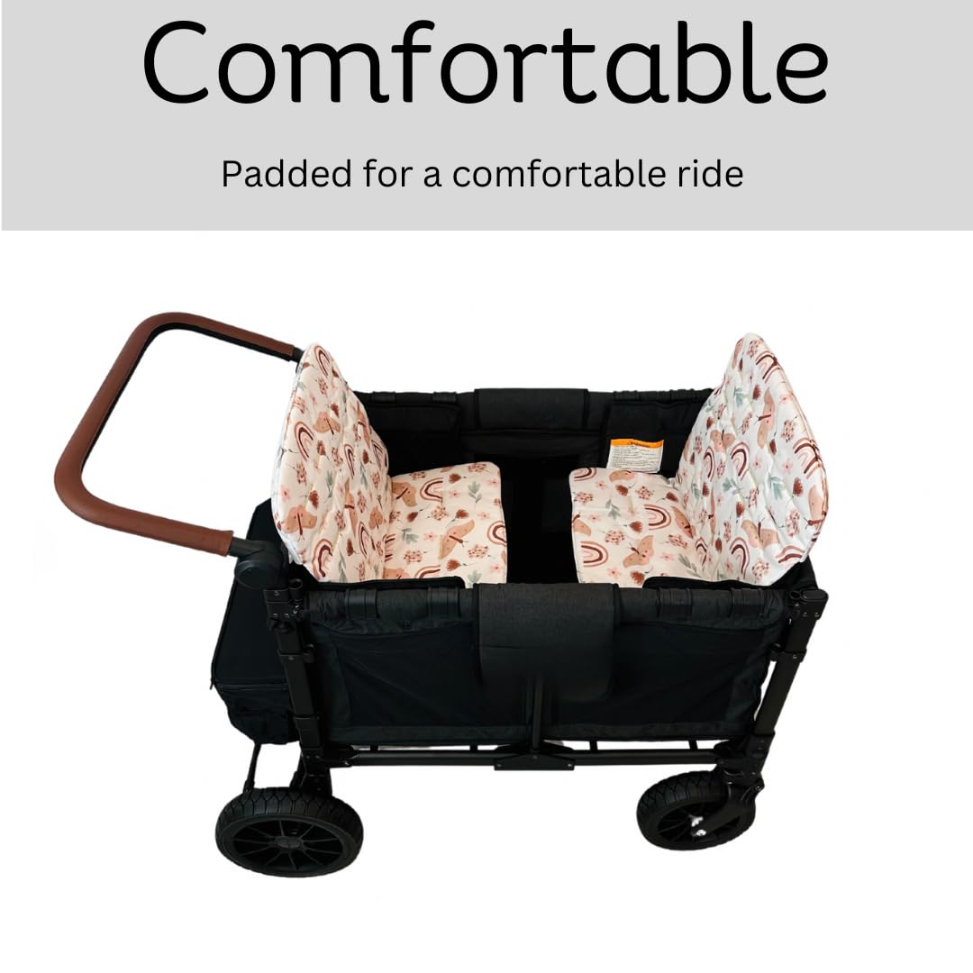 Boho Rainbow Wagon Stroller Seat Covers - 4 Seater Padded Liner for Comfort & Mess Protection | Perfect for Beach Trips, Park Outings & Family Adventures