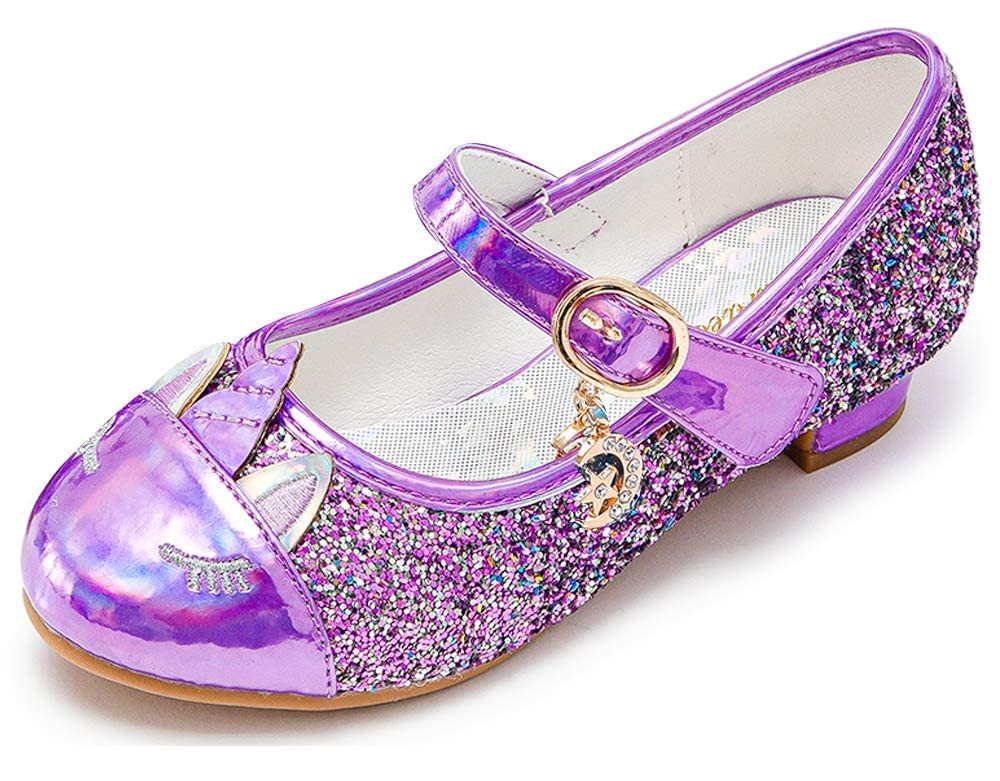 **Furdeour Girls Mary Jane Dress Shoes - Glitter Princess Heels for Toddler & Kids - Flower Wedding & Bridesmaid Party Shoes - Perfect for Special Occasions, Birthday Parties & Photo Shoots**