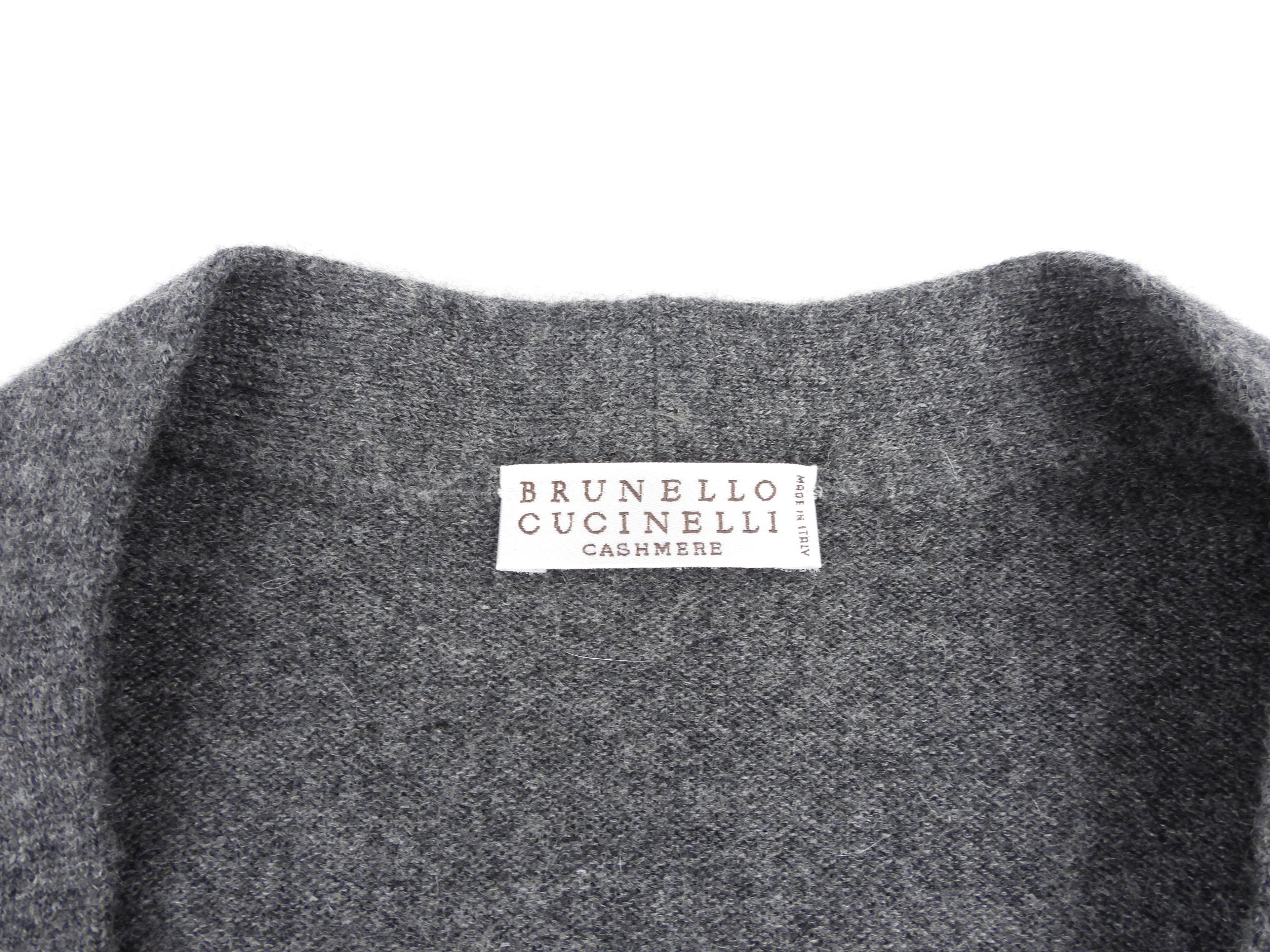Brunello Cucinelli Heather Grey Cashmere Knit Monili Bead Argyle Cardigan Sweater for Women - Soft Luxury Cashmere Pullover for Office, Dinner & Winter Outfits (Size M)