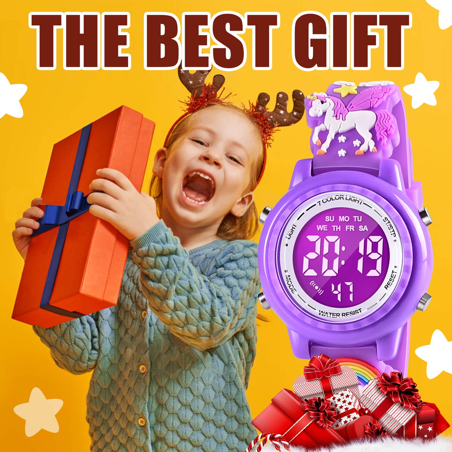 3D Cartoon Waterproof Kids Watches with Alarm - Best Digital Watch Gift for Girls Age 3-10 - Perfect for School, Outdoor Play & Birthday Presents