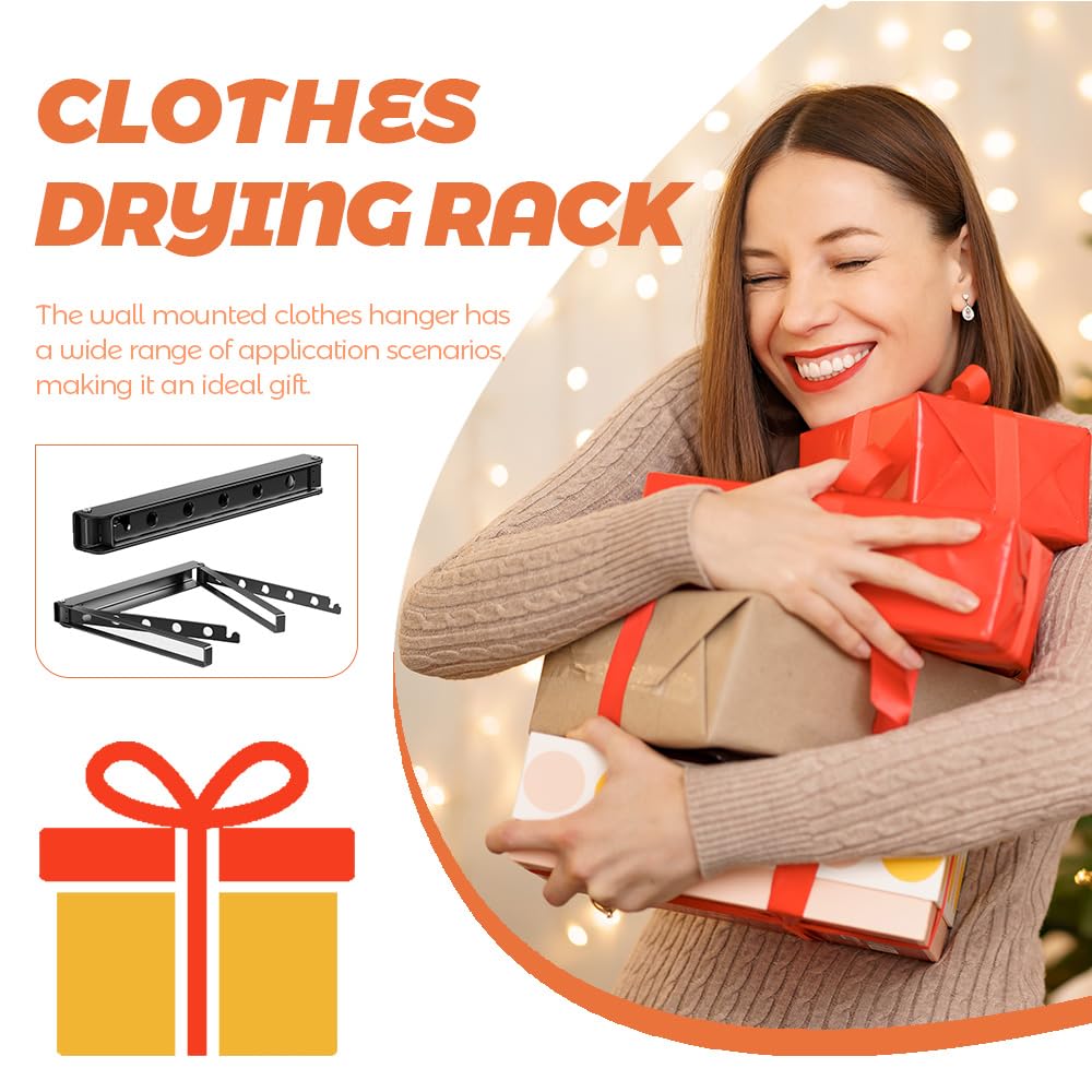 Foldable Wall Mounted Drying Rack for Laundry - Space Saving Clothes Hanger with Collapsible Hooks, Cream (Perfect for Small Apartments, Bathrooms & Laundry Room Organization)