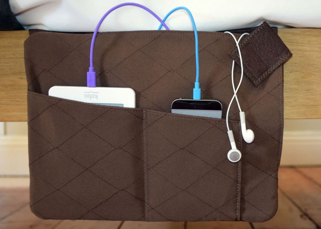 MyVolts Z-Charge - Brown Bedside Charging Station for Phones & Tablets | Nightstand Organizer with USB Ports | Perfect for Bedroom, Office, or Travel Use