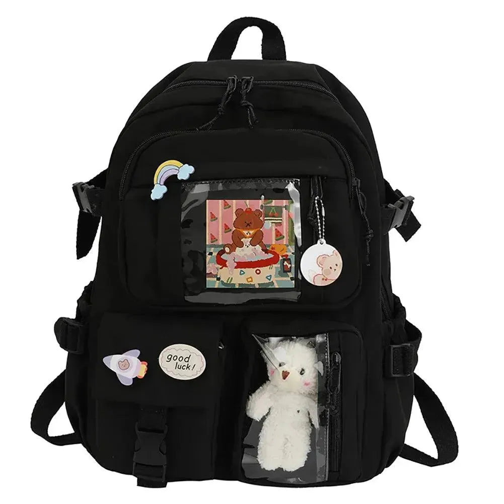 Cute Transparent Bear Backpack for School, Travel & Cosplay - Kawaii Animal Print Rucksack for Girls & Teens