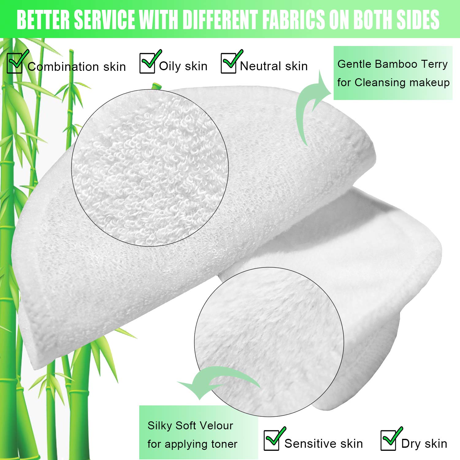 Organic Reusable Makeup Remover Pads - 16pcs Bamboo Cotton Rounds with Carry Bag & Laundry Bag | Eco-Friendly, Washable Face Wipes for All Skin Types | Perfect for Travel, Daily Skincare & Sustainable Beauty Routine
