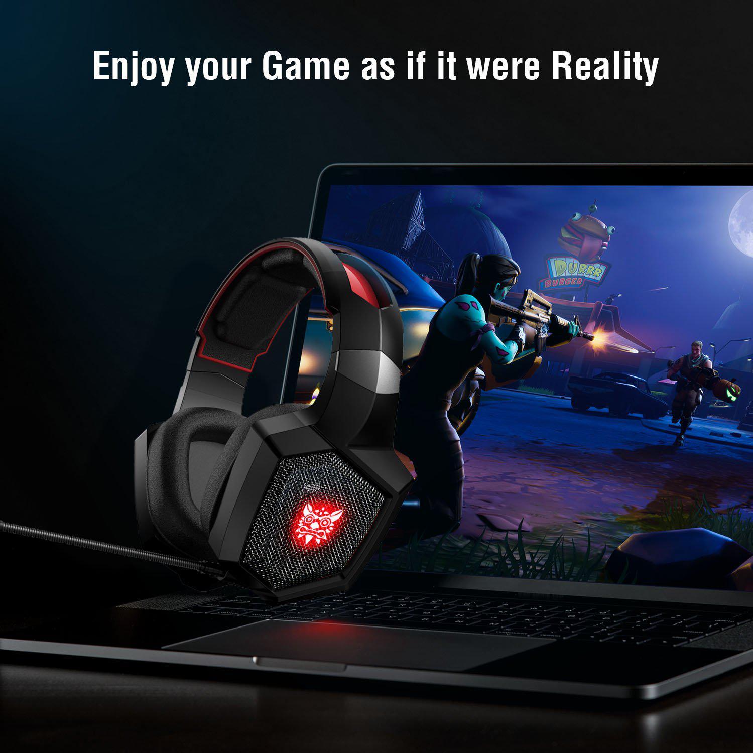 ONIKUMA K8 Wired Stereo Gaming Headset with Microphone & RGB LED Lights - Noise Cancelling Over-Ear Headphones for PC, PS4, Xbox, Nintendo Switch Gaming & Streaming