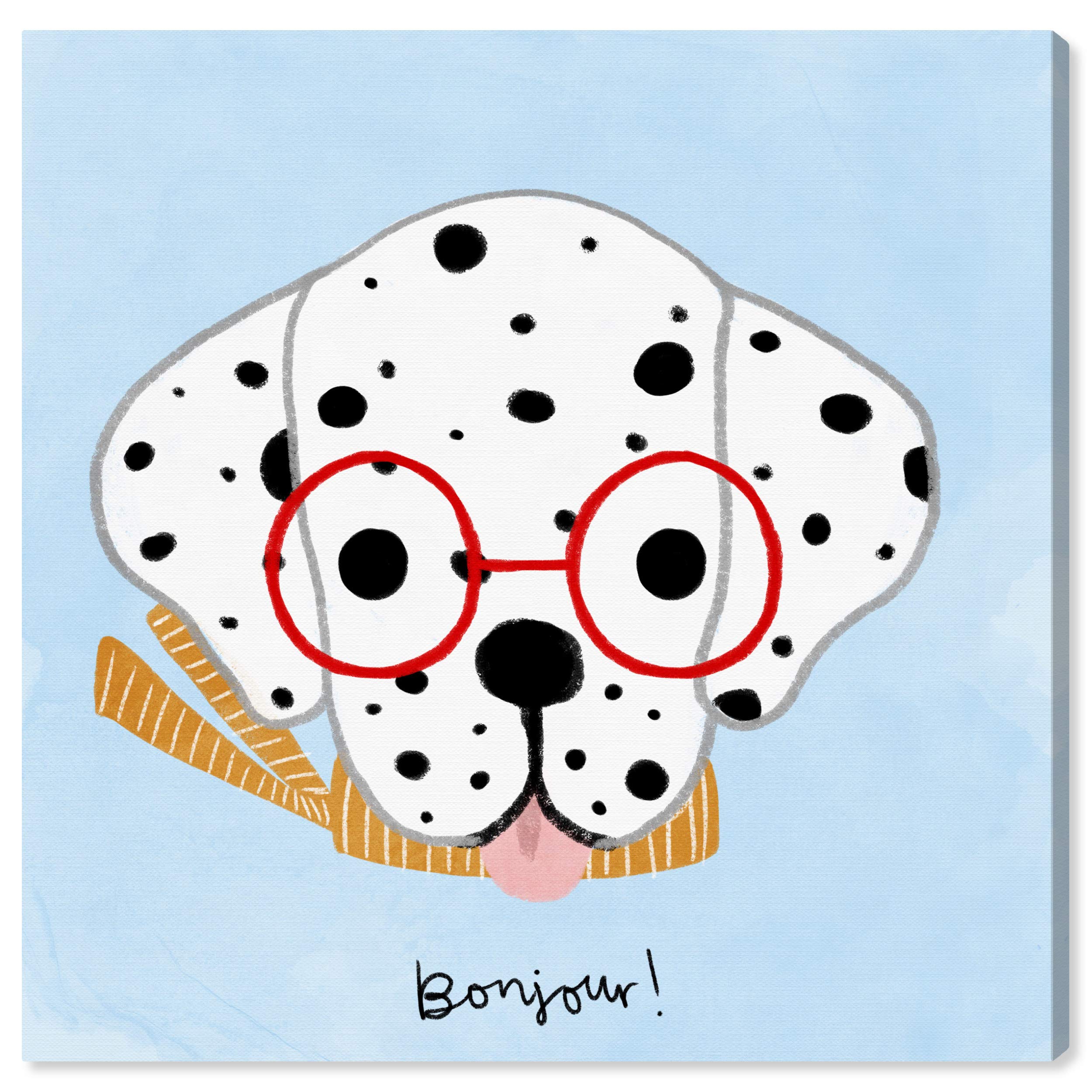 Oliver Gal Artist Co. 'Bonjour Spots' Animal Wall Art Canvas Print - 24x24 Inch Modern Home Decor in White & Blue - Perfect for Living Room, Bedroom, or Office Wall Decor