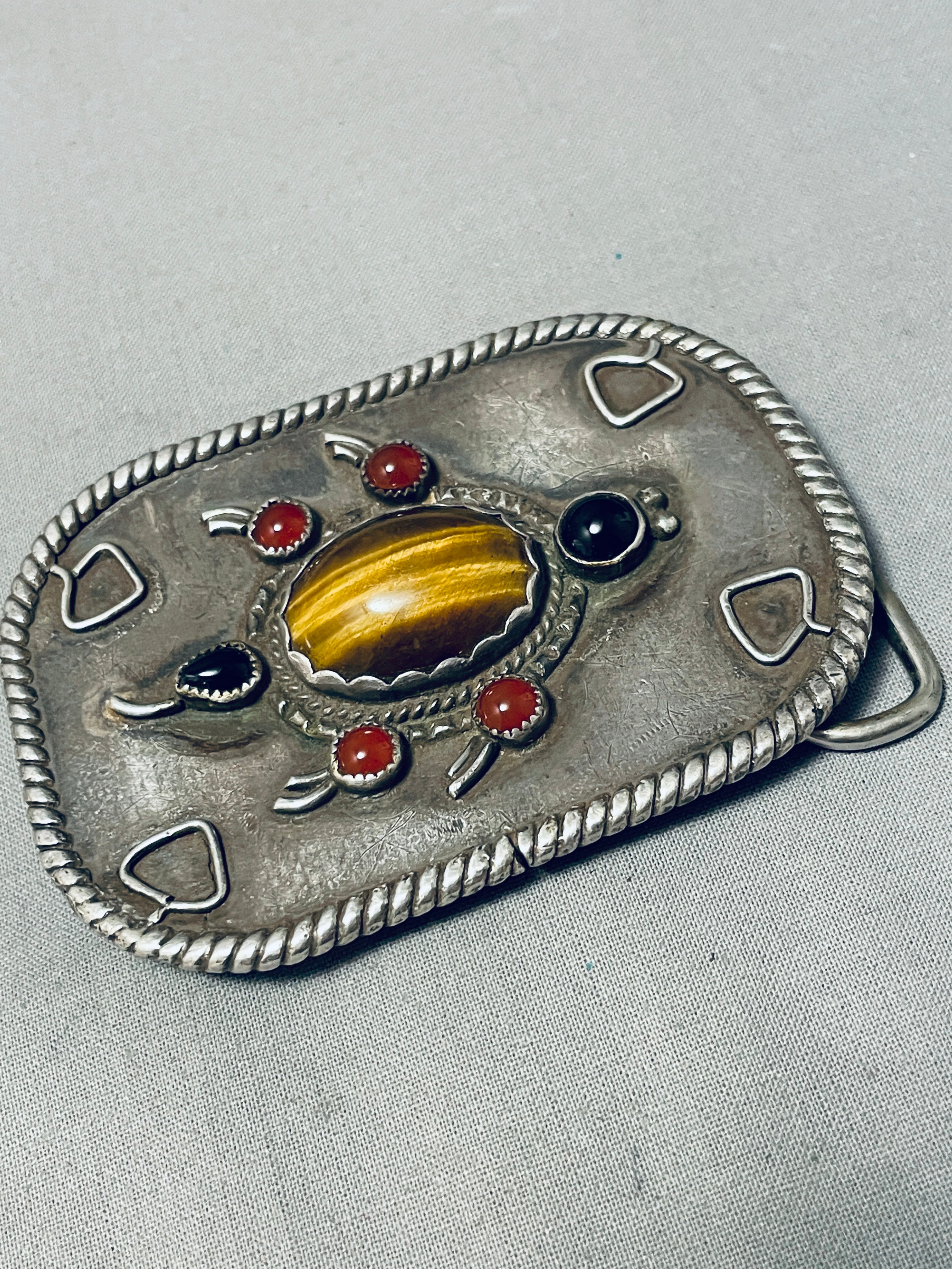 Vintage Navajo Turtle Sterling Silver Buckle - 100 Grams Authentic Native American Jewelry - Perfect for Western Belts, Boho Fashion & Cultural Accessories