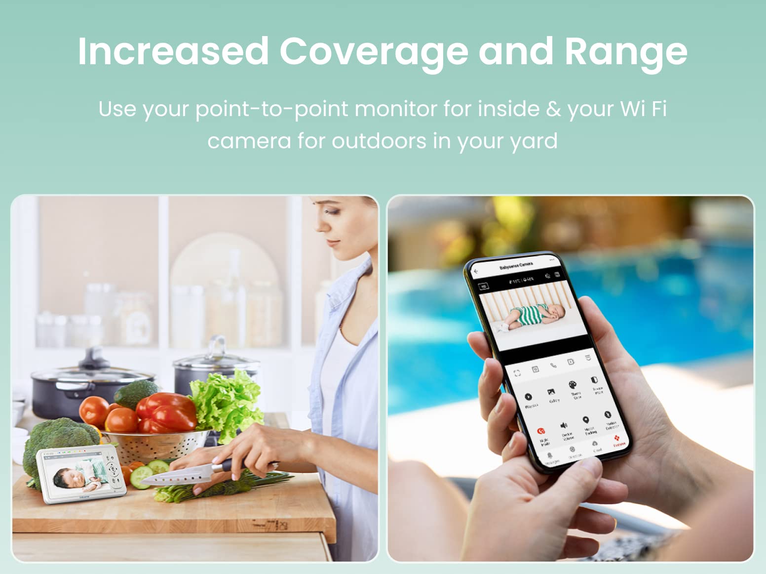 Babysense HDS2 Non-WiFi 5” HD Baby Monitor with Camera & Audio | Bonus WiFi Camera with App for Remote Viewing | Nursery, Home Security & Travel Use