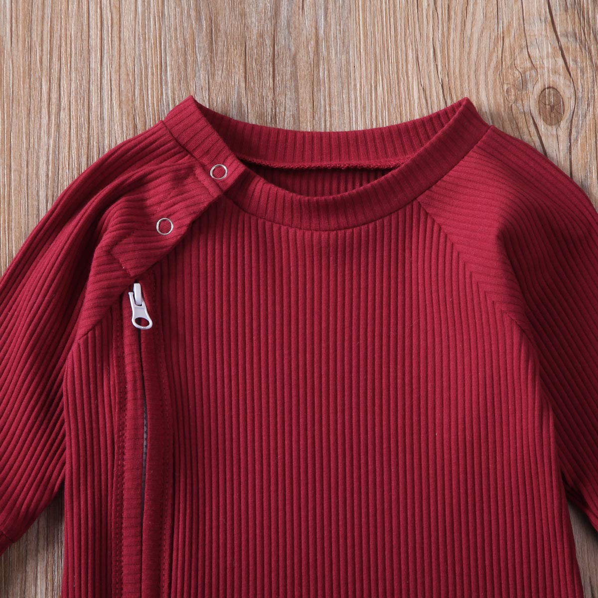 Newborn Baby Girl & Boy Ribbed Ruffle Footed Romper Onesie - Soft Zipper Jumpsuit for Fall & Winter Outfits - Perfect for Family Photos, Playdates & Cozy Home Wear