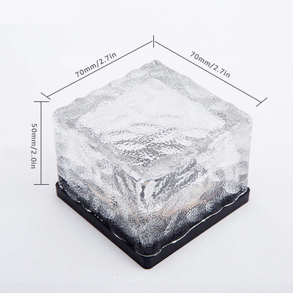 2 Pack Solar Brick Lights - Waterproof LED Garden Lights for Outdoor Pathway, Yard, Patio, and Landscape Decoration - Solar Powered Ice Cube Design for Nighttime Illumination - Perfect for Walkways, Driveways, and Garden Borders