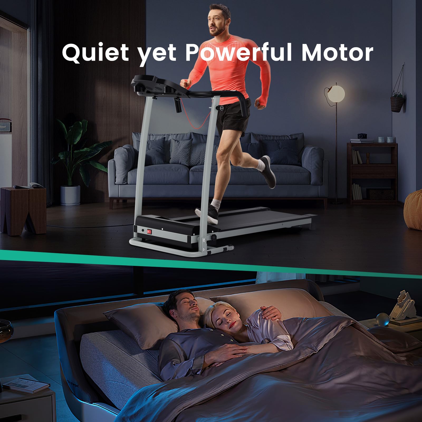 Wenst'sKufAN Folding Treadmill - Electric Motorized Running Machine with LED Display & Phone Holder for Home Gym, Office Workout - Perfect for Walking, Jogging & Cardio Exercise - Compact Space Saving Design for Small Apartments & Home Fitness