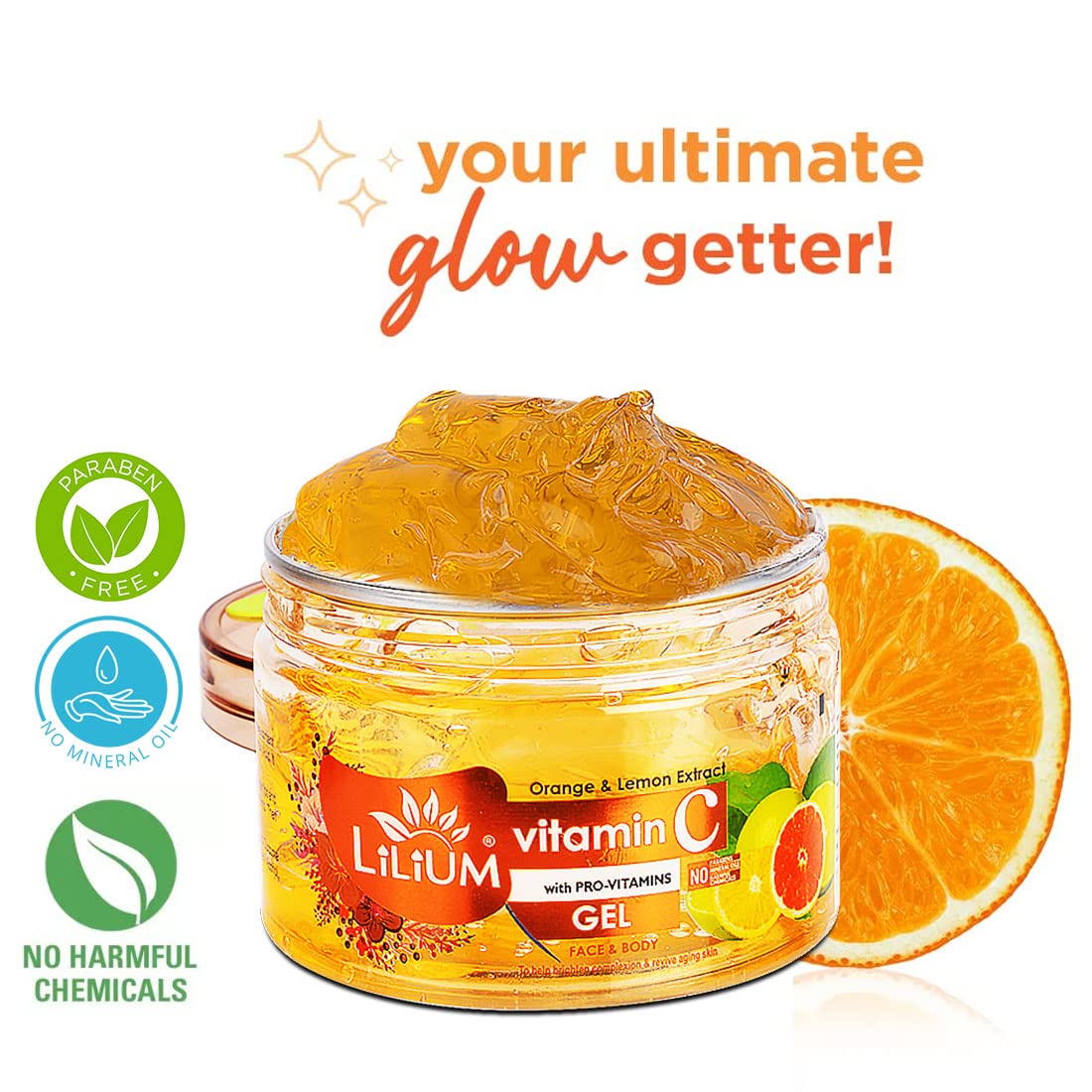 Lilium Vitamin C Face Gel (250G) - Paraben-Free, Natural Skin Brightening & Reviving Gel | Reduces UV Damage, Nourishes & Tightens Skin | Perfect for Daily Skincare & Anti-Aging Routine