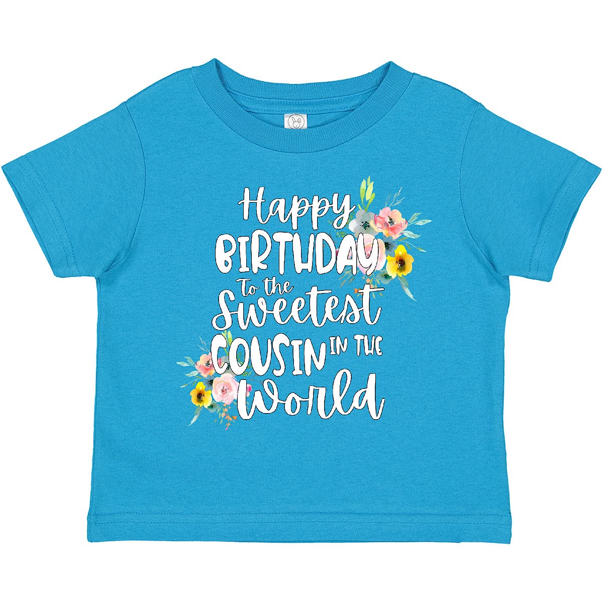 Inktastic 'Happy Birthday to The Sweetest Cousin in The World' Toddler T-Shirt - Cute Birthday Gift for Toddler Girls & Boys, Perfect for Cousin Birthday Parties & Family Celebrations