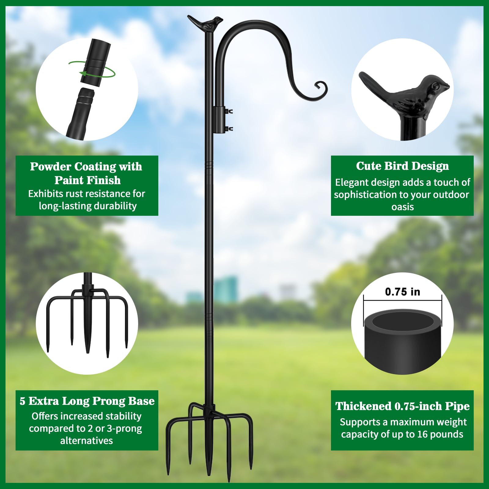 **80 Inch Heavy Duty Adjustable Shepherd Hooks (2 Pack) - Sturdy Outdoor Hooks for Bird Feeders, Hanging Plants, Solar Lights & Lanterns - Perfect for Garden, Patio & Wedding Decor**