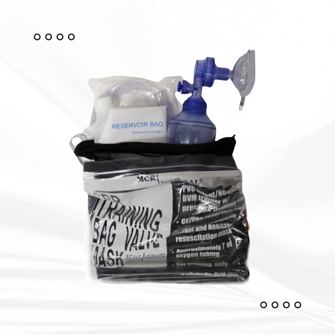MCR Medical 4-Pack CPR Training Bag Valve Mask (BVM) for Infants - Includes Mesh Storage Bag - BVM-3021-004 - Ideal for EMT Training, First Aid Classes & Emergency Preparedness Kits