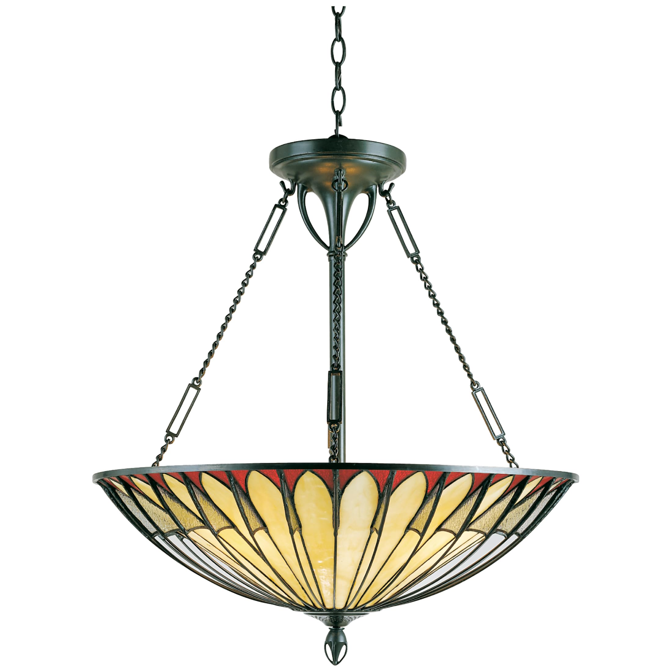 Quoizel Alahambre 4-Light Vintage Bronze Pendant Lighting Fixture - Inverted Diamond Frame with Brass Accents, Dimmable Damp-Rated Ceiling Light for Kitchen Island, Dining Room & Foyer - Durable Hanging Chandelier for Indoor Use