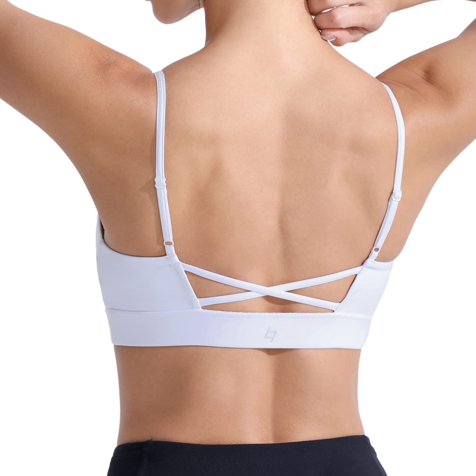 FITTIN Women's Strappy Sports Bra - Sexy Cute Halter Yoga Bra with Medium Support & Removable Pads | Perfect for Gym, Running, Pilates & Workouts