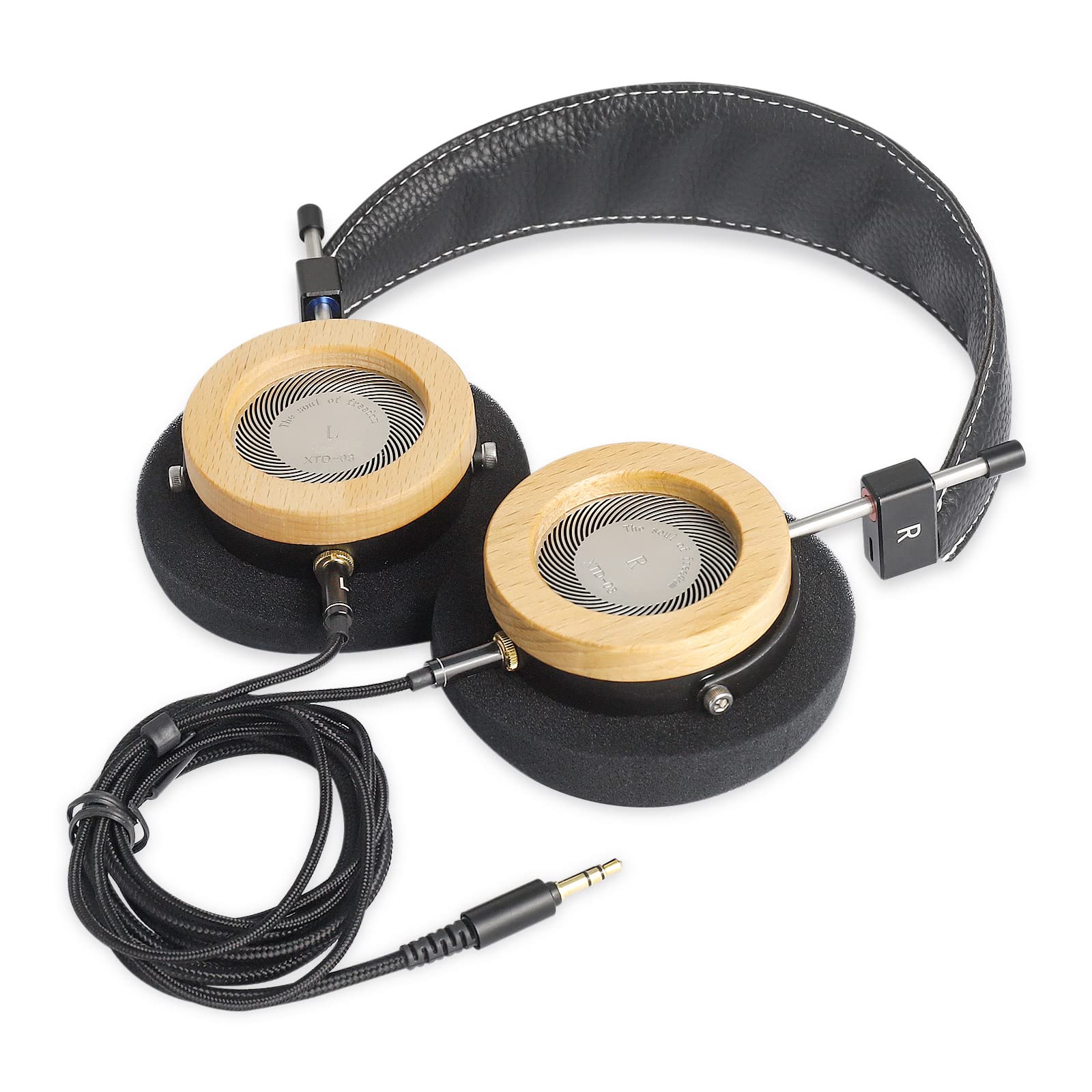 Premium Open-Back Stereo Headphones - HiFi Maple Wooden Shell with 40mm Drivers & 3.5mm Detachable Cable - Vintage Wired On-Ear Design for Audiophiles - Perfect for Home Listening, Studio Recording, and Music Appreciation
