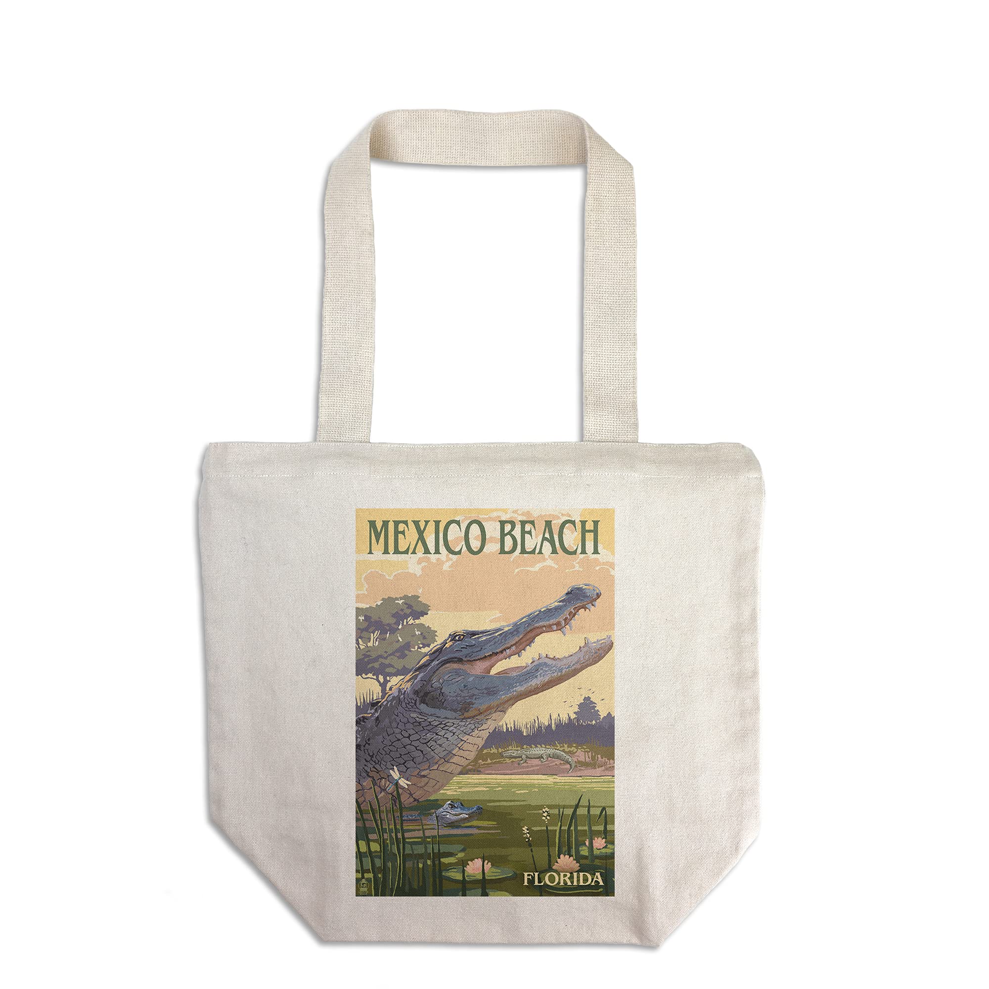 Lantern Press Florida Alligator and Baby Tote Bag - 100% Cotton Canvas Reusable Shopping Bag for Beach, Groceries & Daily Use
