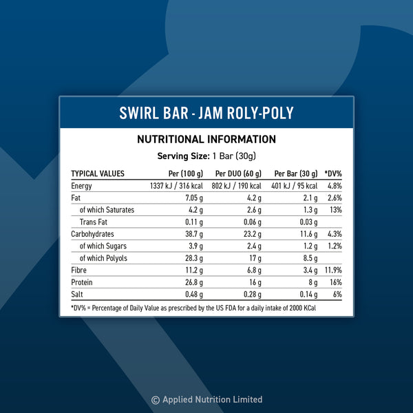Applied Nutrition Swirl Bar - 12 Pack (60g Each) | High Protein Snack for Weight Loss & Muscle Recovery | Perfect for Gym, Workouts & On-the-Go Nutrition