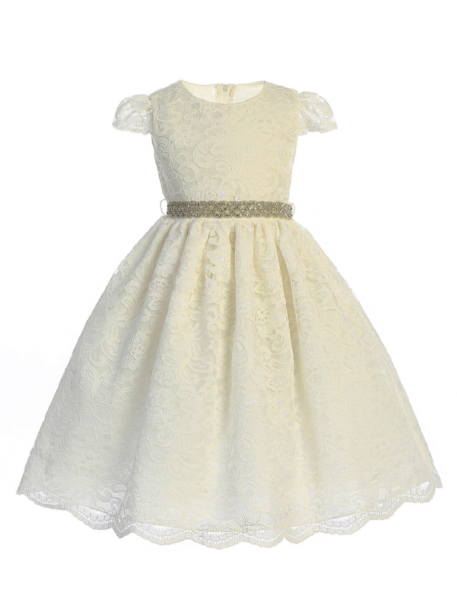 Elegant Ivory Rhinestone Lace Easter Dress for Big Girls - Junior Bridesmaid Gown Size 7-12 | Perfect for Spring Weddings, Easter Celebrations & Special Occasions