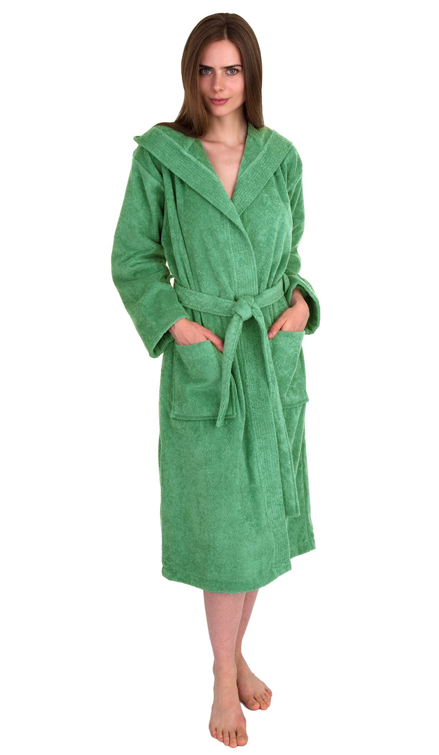 Premium Cotton Hooded Bathrobe for Women - Soft Terry Cloth Robe with Pockets, Women's Spa Robe XS-3X | Cozy Loungewear for Home, Bath, Pool & Beach Relaxation