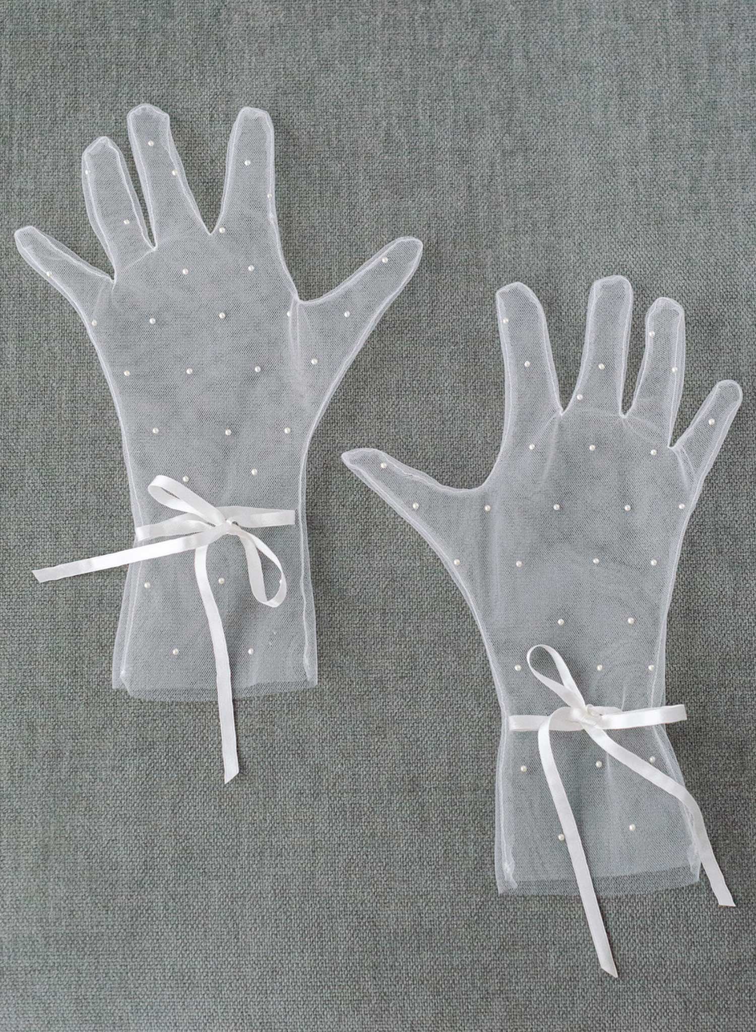 Elegant Pearl & Bow Short Gloves for Women - Style #2467 | Perfect for Weddings, Parties & Formal Events