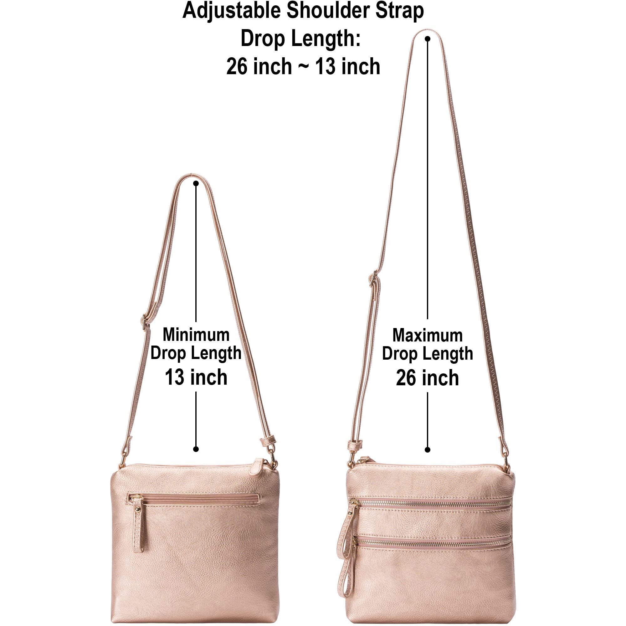 Solene Multi-Zipper Pocket Crossbody Bag with Adjustable Strap - Lightweight Travel & Everyday Messenger Purse for Women - Perfect for Work, Shopping & Daily Essentials