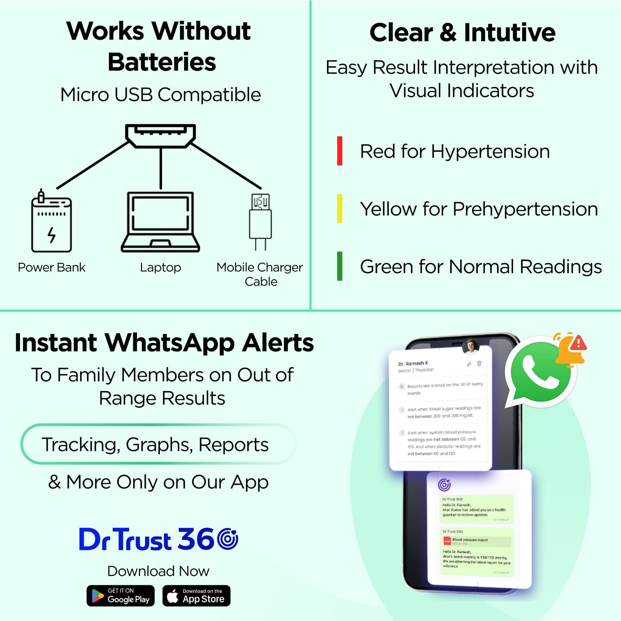 Dr Trust USA Digital Blood Pressure Monitor - Accurate Upper Arm Cuff for Home Use, Heart Health Tracking & Fitness Monitoring