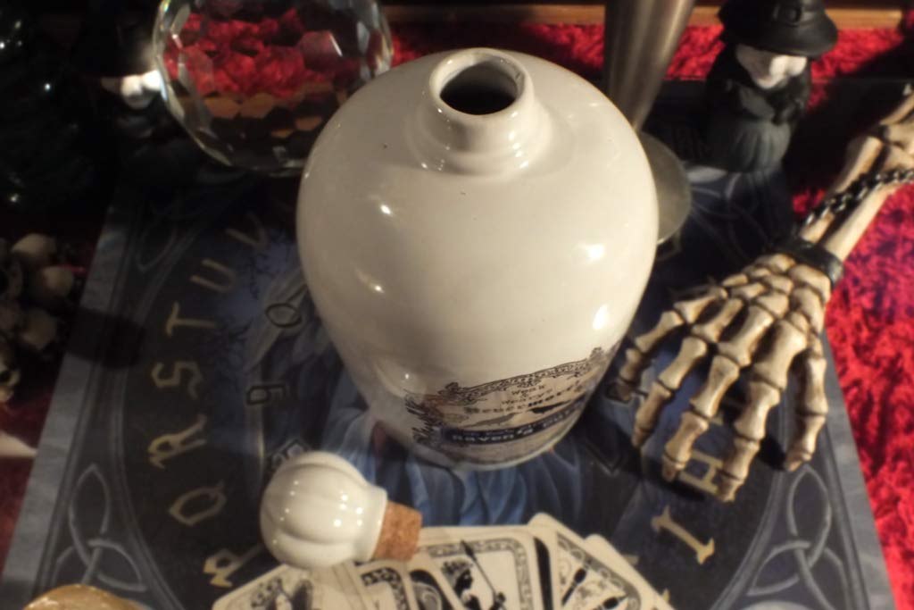 Pacific Giftware The Raven's Cure Never More Poison Ceramic Bottle - Gothic Home Decor, Halloween Party Prop, Unique Collector's Item for Edgar Allan Poe Fans