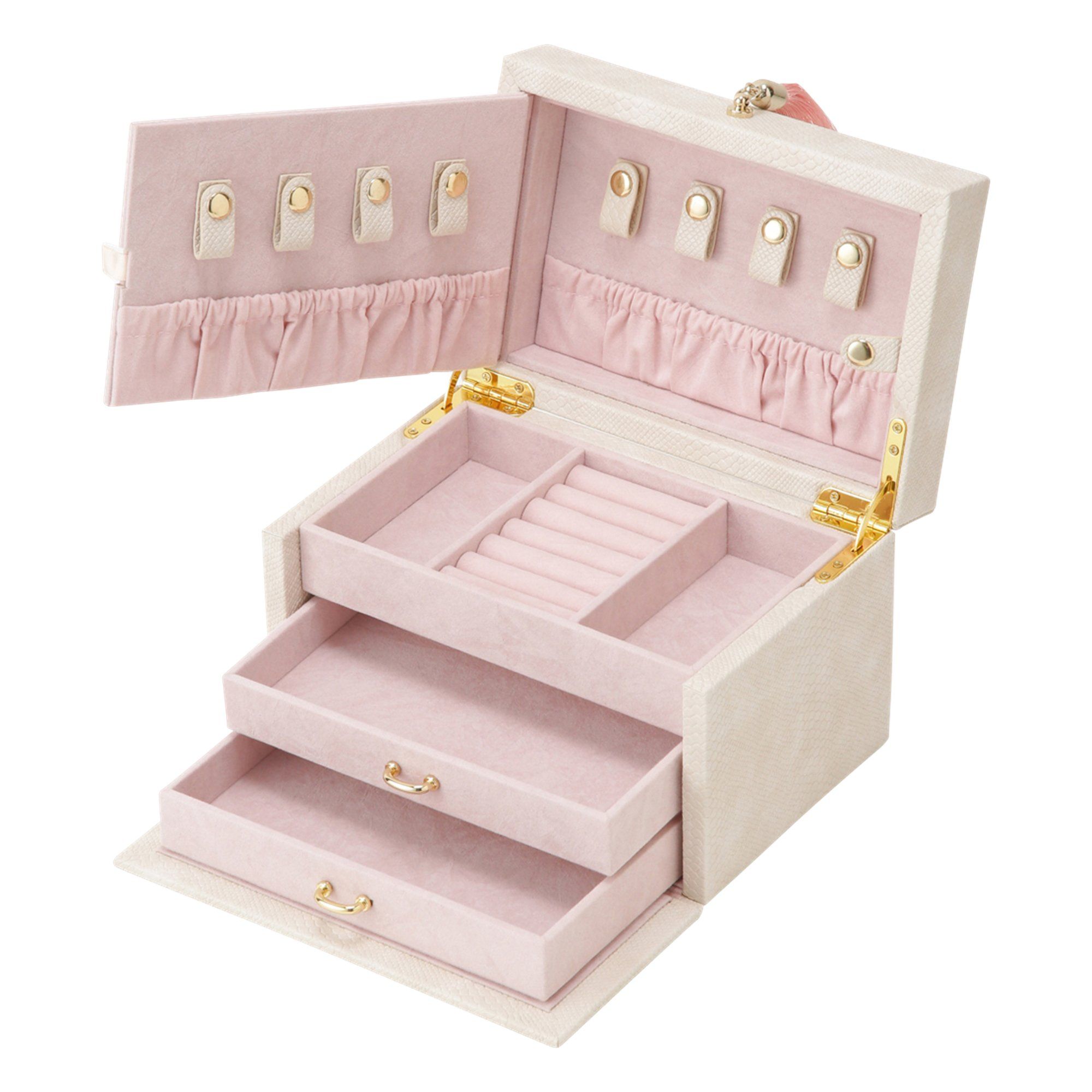 Flavia Small Ivory Jewelry Box - Elegant Storage for Rings, Necklaces & Earrings - Perfect for Travel, Home & Gift Giving