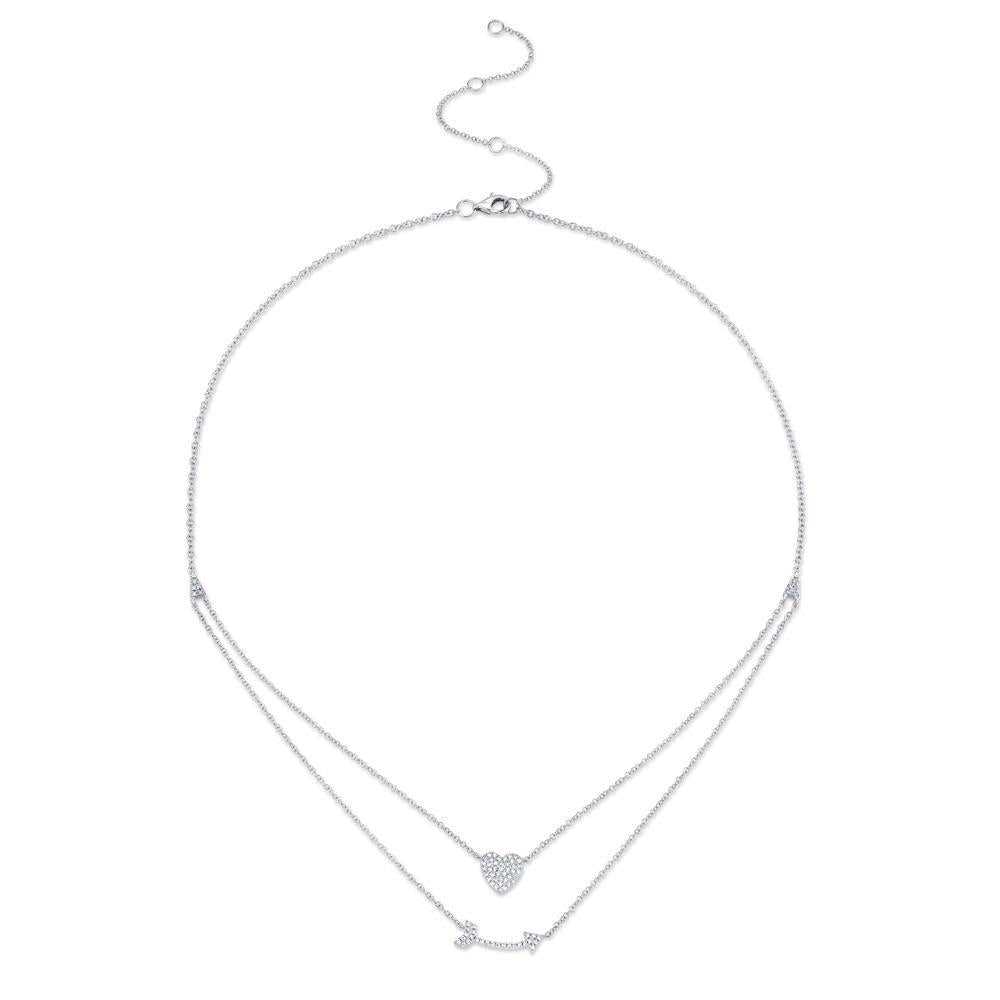 14K Gold 0.18ct Diamond Pavé Heart & Arrow Pendant Necklace - Perfect for Valentine's Day Gifts, Anniversary Presents & Romantic Occasions