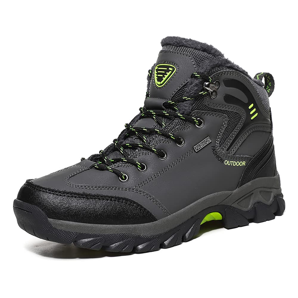 Men's Winter Hiking Boots - Waterproof Leather Snow Boots with Warm Cotton Lining for Outdoor Adventures | Perfect for Snow Trekking, Mountain Climbing & Cold Weather Activities