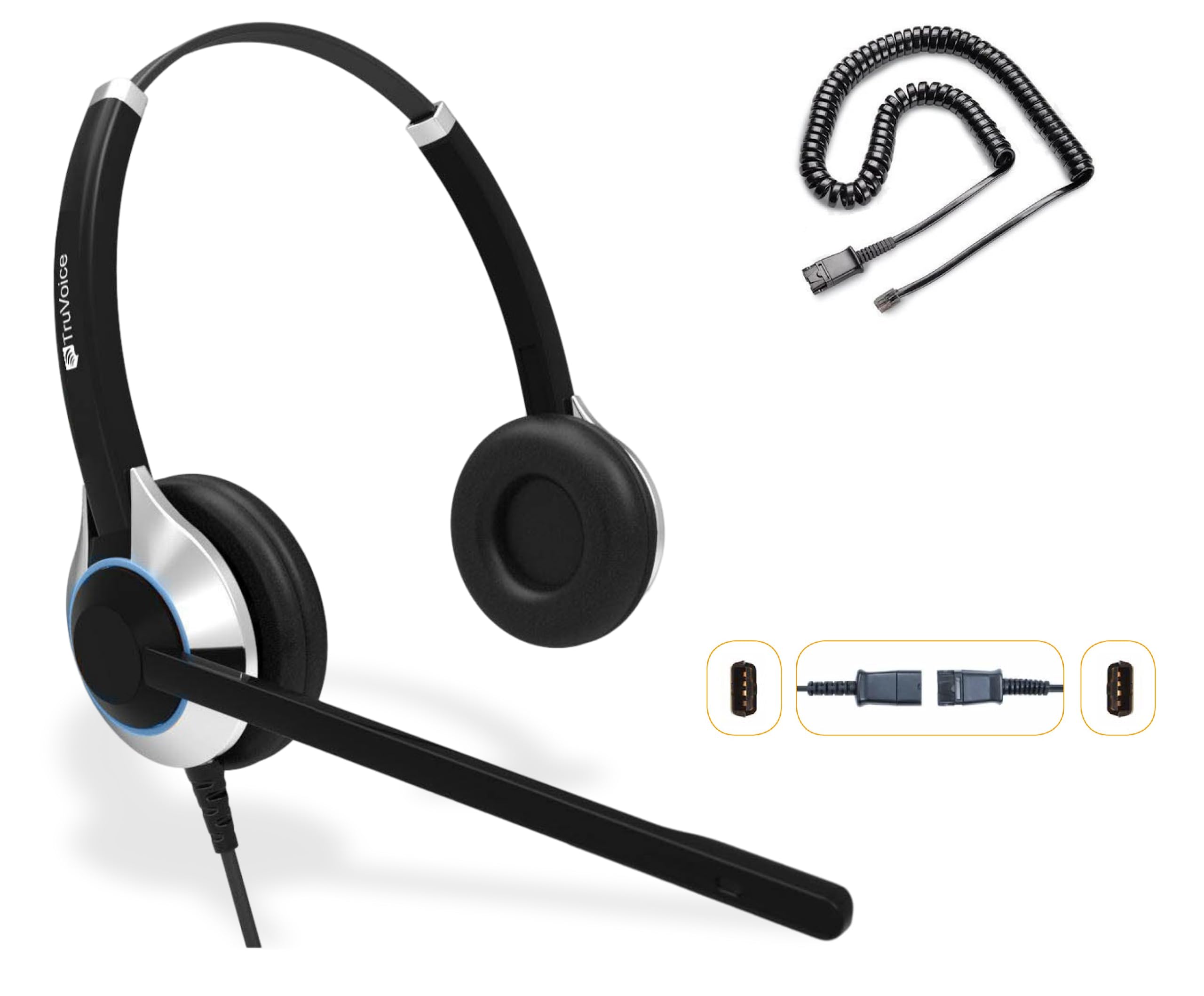 TruVoice HD-550 Premium Noise Canceling Office Headset with HD Sound - Compatible with Yealink, Grandstream & VoIP Phones - Perfect for Call Centers, Remote Work & Business Communications