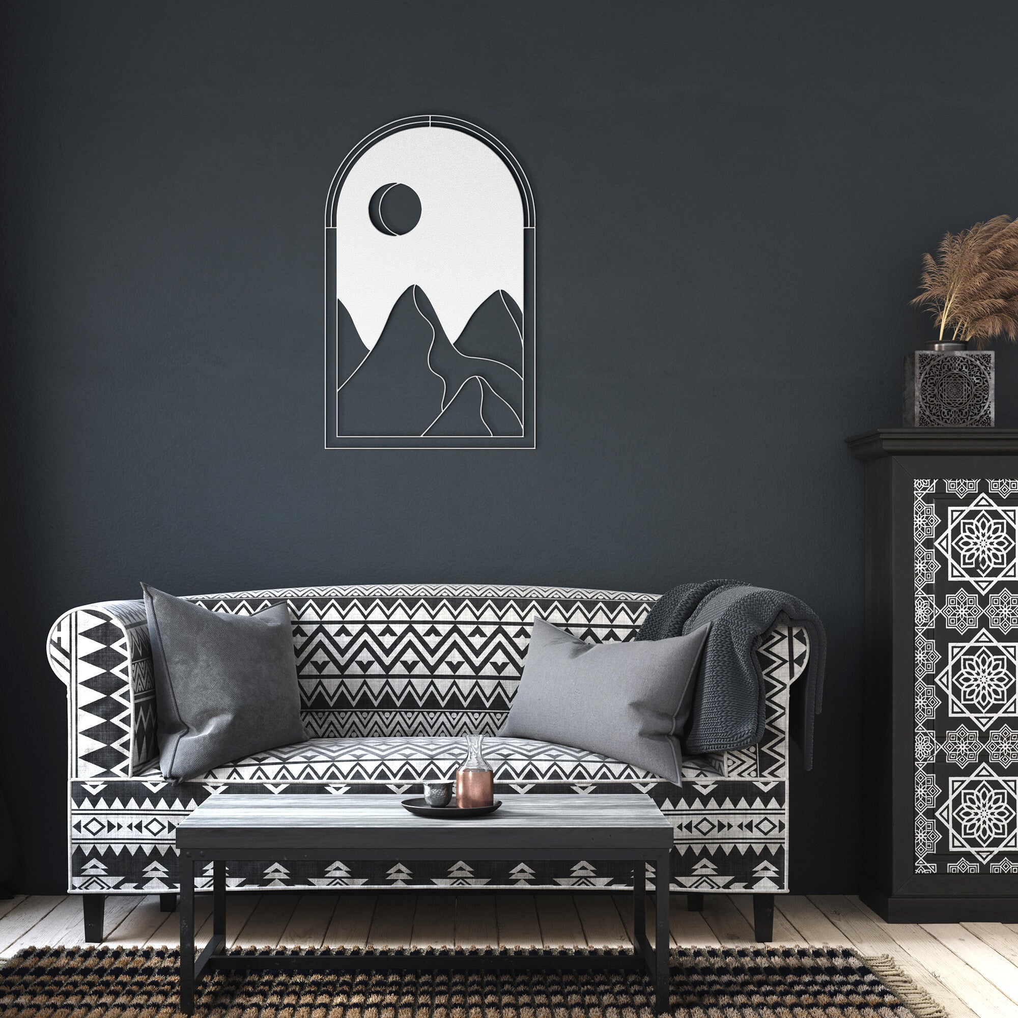 Handcrafted Metal Wall Art - Desert Night Landscape Wall Decor for Living Room, Bedroom & Office - Modern Home & Office Décor