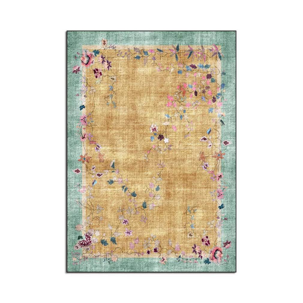 LIKETN Retro Floral Area Rug - Abstract Geometric Non-Slip Carpet for Living Room, Bedroom, Bathroom | Indoor/Outdoor Luxury Home Decor Rug (5.2'x7.5') - Perfect for Bohemian Style Spaces, Entryways & Cozy Floor Accents