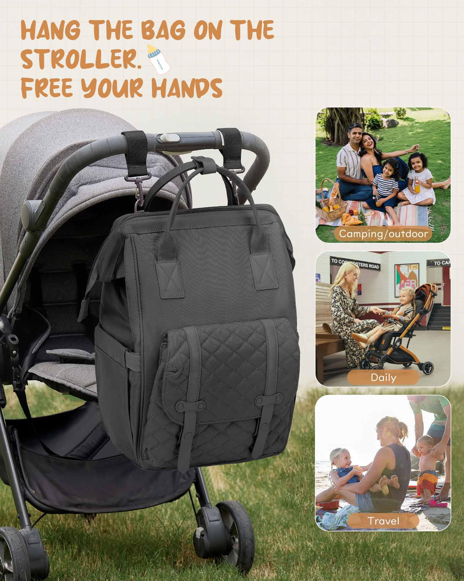 Waterproof Diaper Backpack for Moms & Dads - USB Charging Port, Large Travel Baby Bag for Girls & Boys | Perfect for Daycare, Travel & Outdoor Activities (Grey)